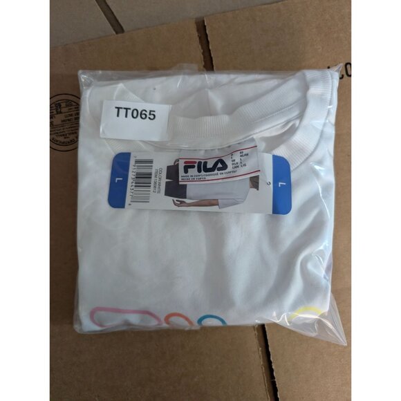 Fila Shirt Womens Size Large White Logo Spell Out T-Shirt - Picture 8 of 8